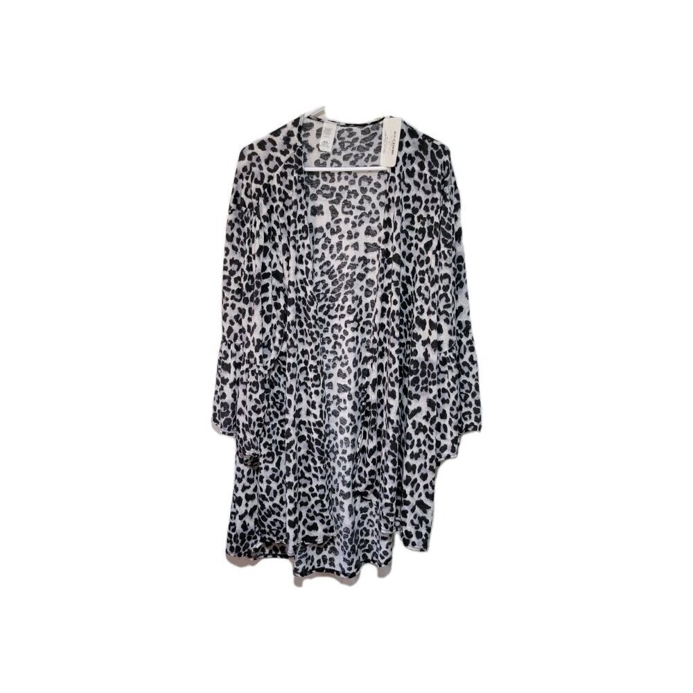 Tee For The Soul Cardigan 2X NWT Women's Cheetah Print 3/4 Sleeve Open Front